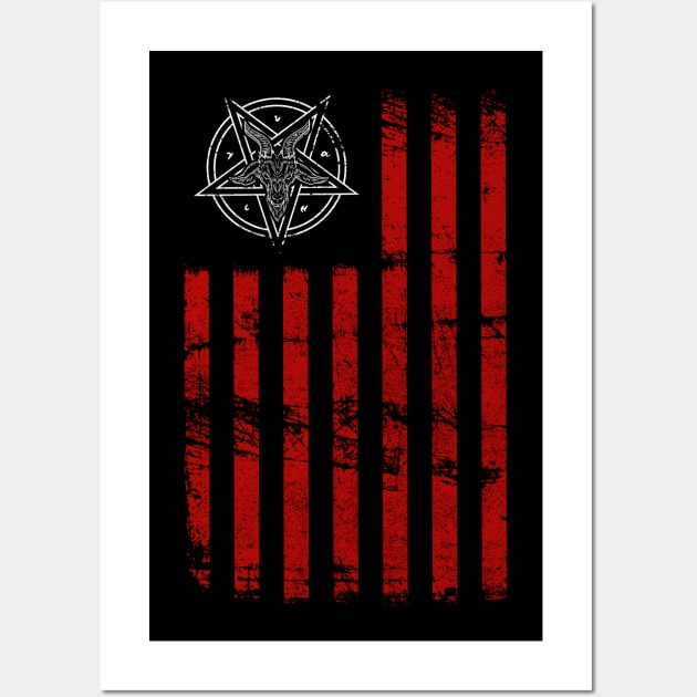 Hail Satan American Occult Flag  print Wall Art by biNutz
